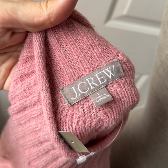J.Crew Cable-knit Rollneck Wool Blend Sweater Supersoft Yarn Dusty Rose Pink L - Picture 6 of 7